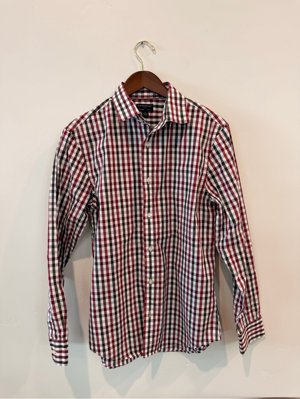 Banana Republic Slim Fit Non-Iron Plaid Button Down Shirt Men’s M